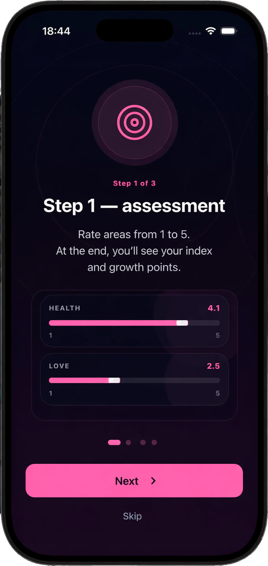Goals board screen